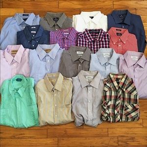 Huge Lot of 17 Men’s Designer Button Up Shirts!